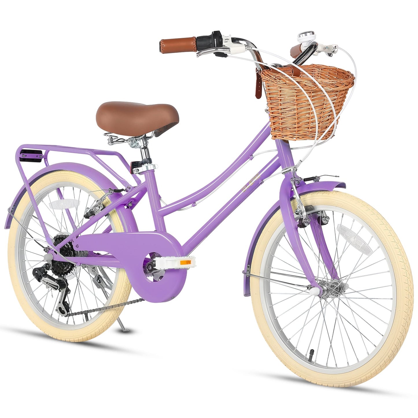 Glerc 20 Inch Beach Cruiser Hybrid Kids Bike with Rear Rack - Missy