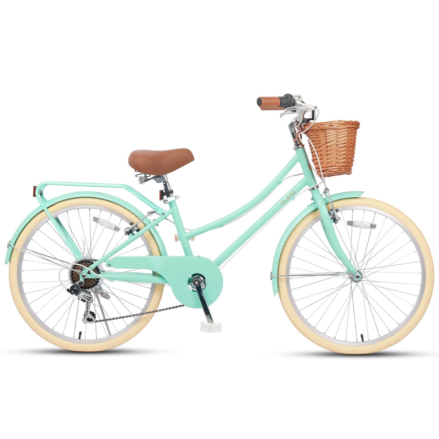 Glerc 24 Inch Beach Cruiser Hybrid Kids Bike (with Rear Rack) - Missy