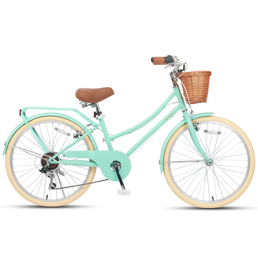 Glerc 24 Inch Beach Cruiser Hybrid Kids Bike (with Rear Rack) - Missy