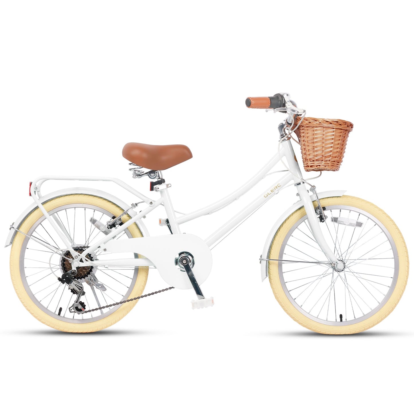 Glerc 20 Inch Beach Cruiser Hybrid Kids Bike with Rear Rack - Missy