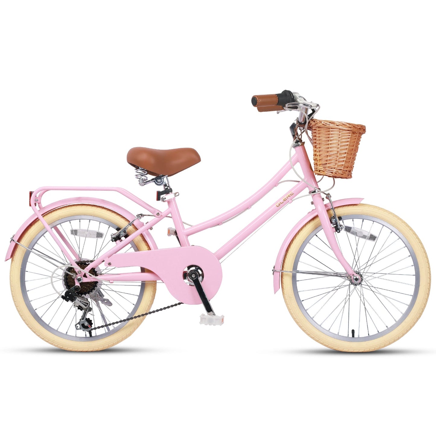 Glerc 20 Inch Beach Cruiser Hybrid Kids Bike with Rear Rack - Missy