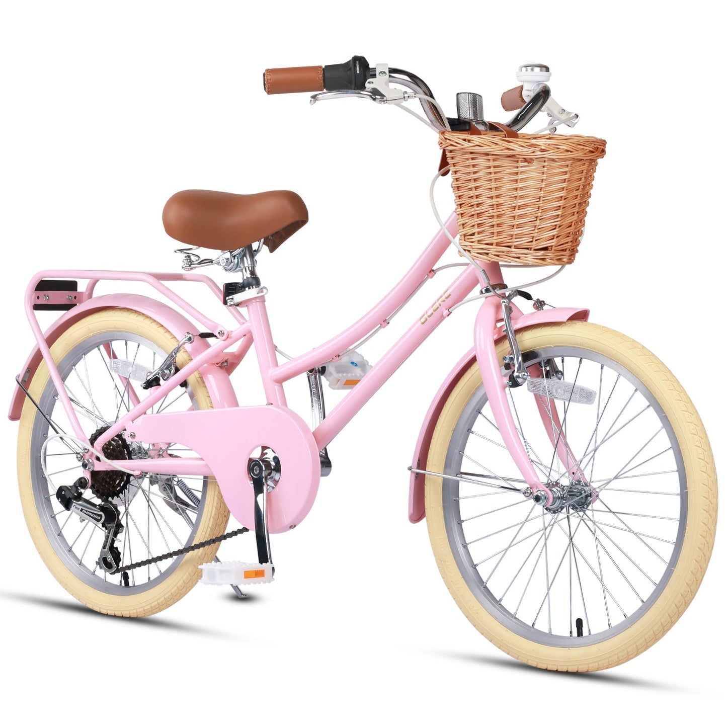 Glerc 20 Inch Beach Cruiser Hybrid Kids Bike with Rear Rack - Missy