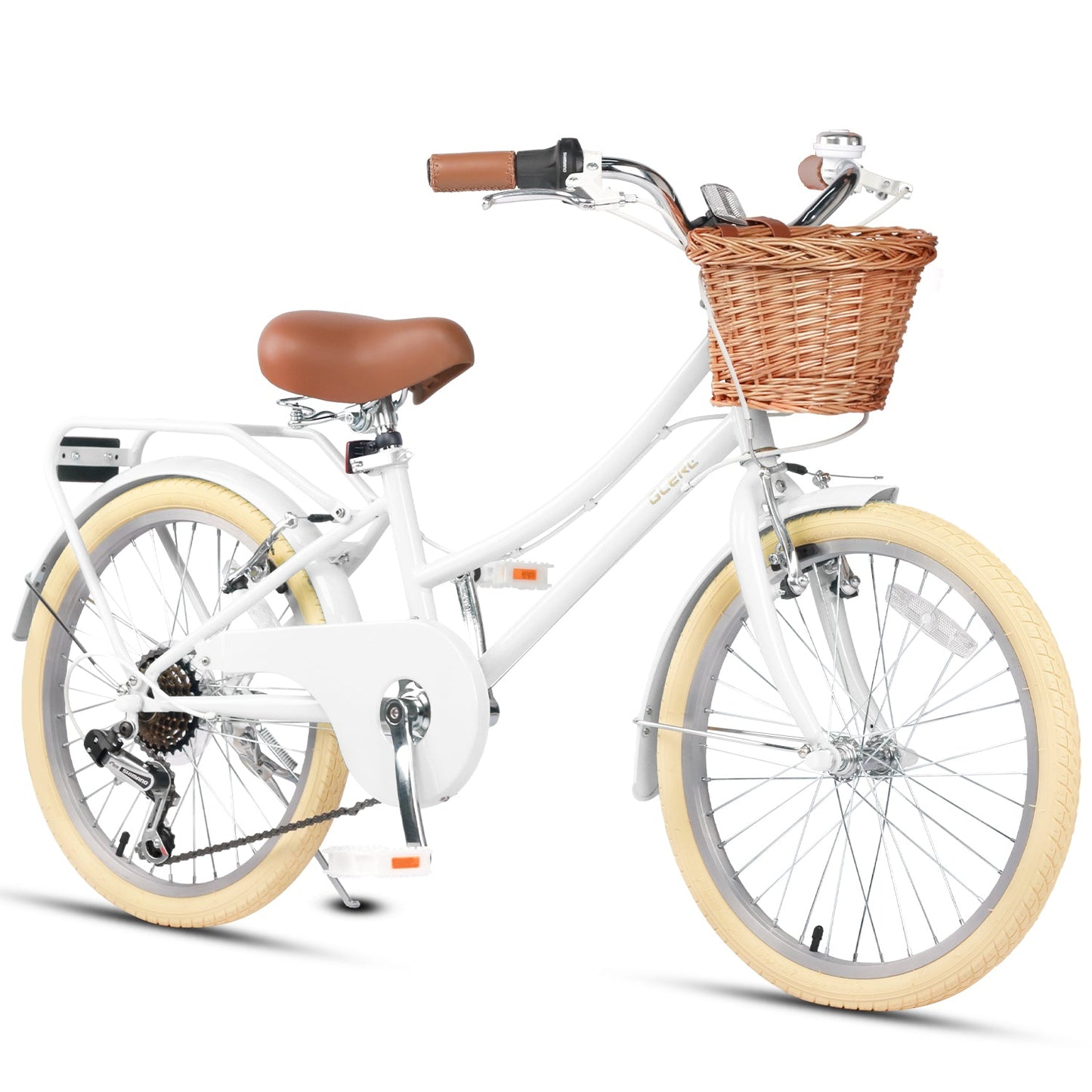 Glerc 20 Inch Beach Cruiser Hybrid Kids Bike with Rear Rack - Missy