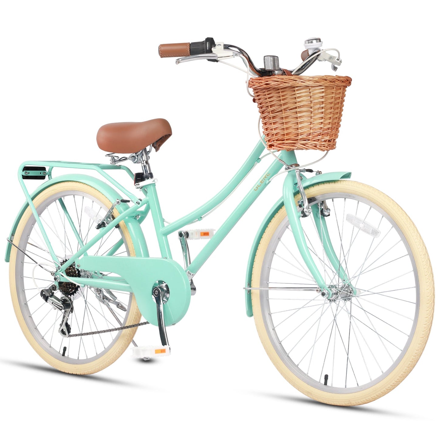 Glerc 24 Inch Beach Cruiser Hybrid Kids Bike (with Rear Rack) - Missy