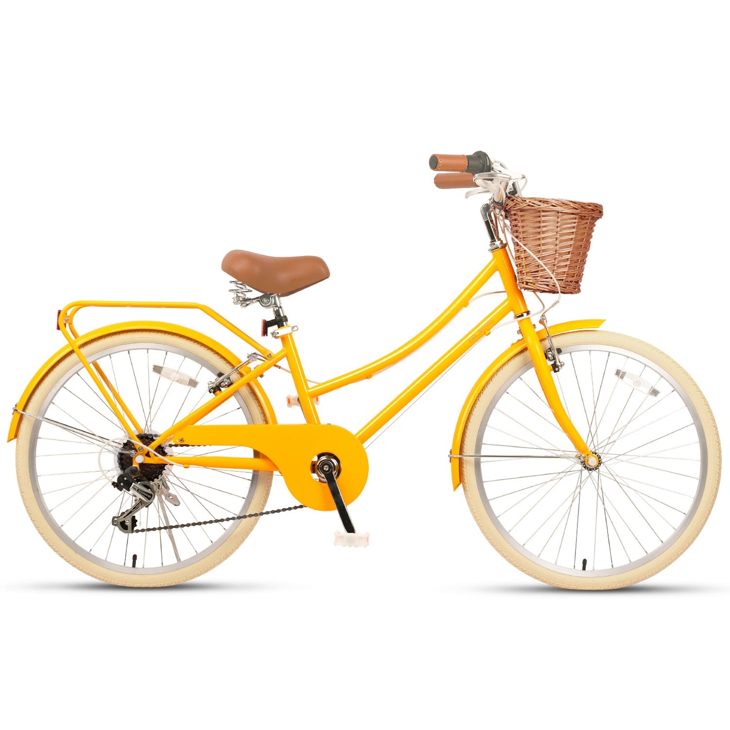 Glerc 24 Inch Beach Cruiser Hybrid Kids Bike (with Rear Rack) - Missy