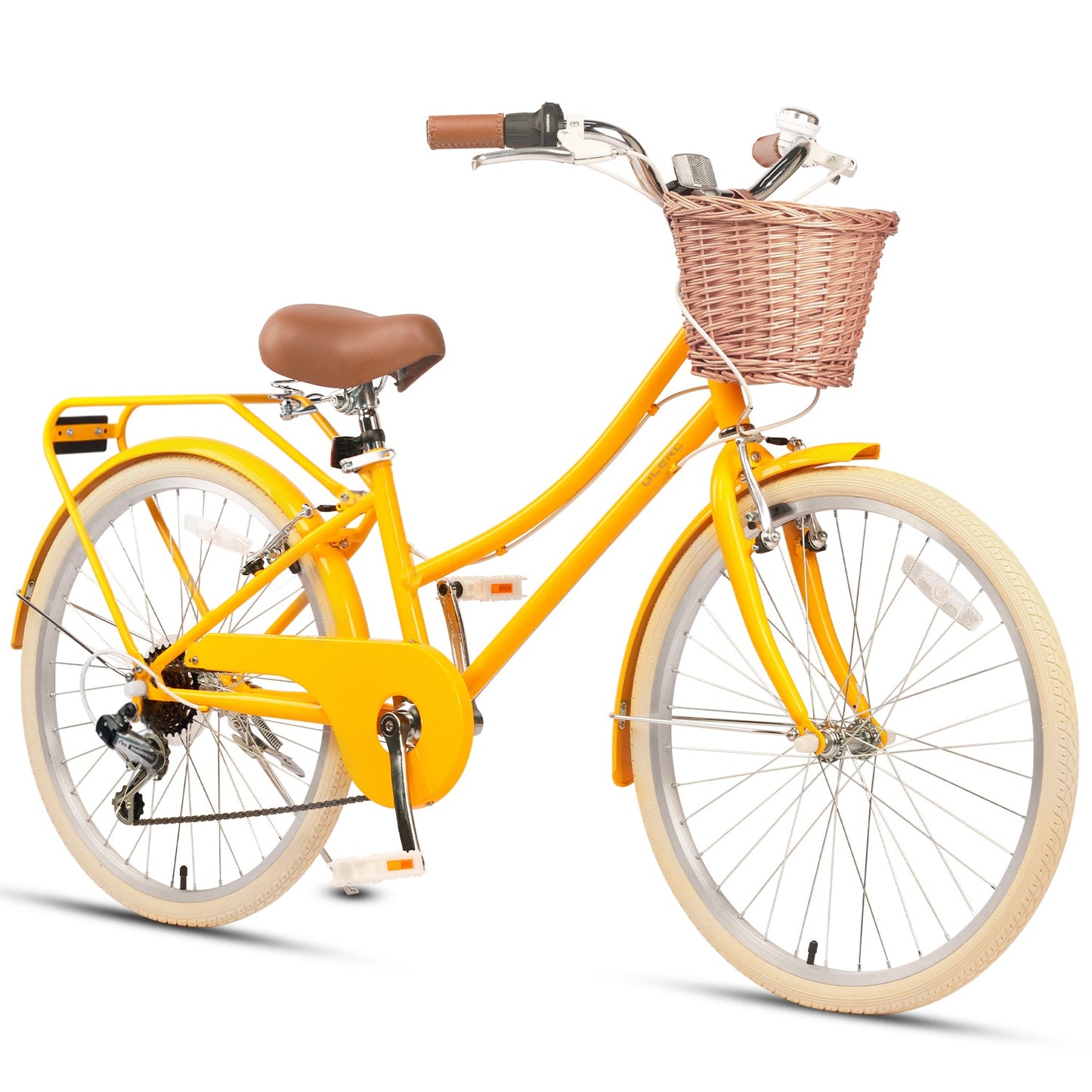 Glerc 24 Inch Beach Cruiser Hybrid Kids Bike (with Rear Rack) - Missy