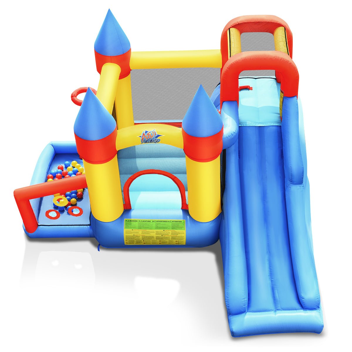 Inflatable Bouncy Castle with Ball Pit, Slide & Climbing Wall inc Air Blower