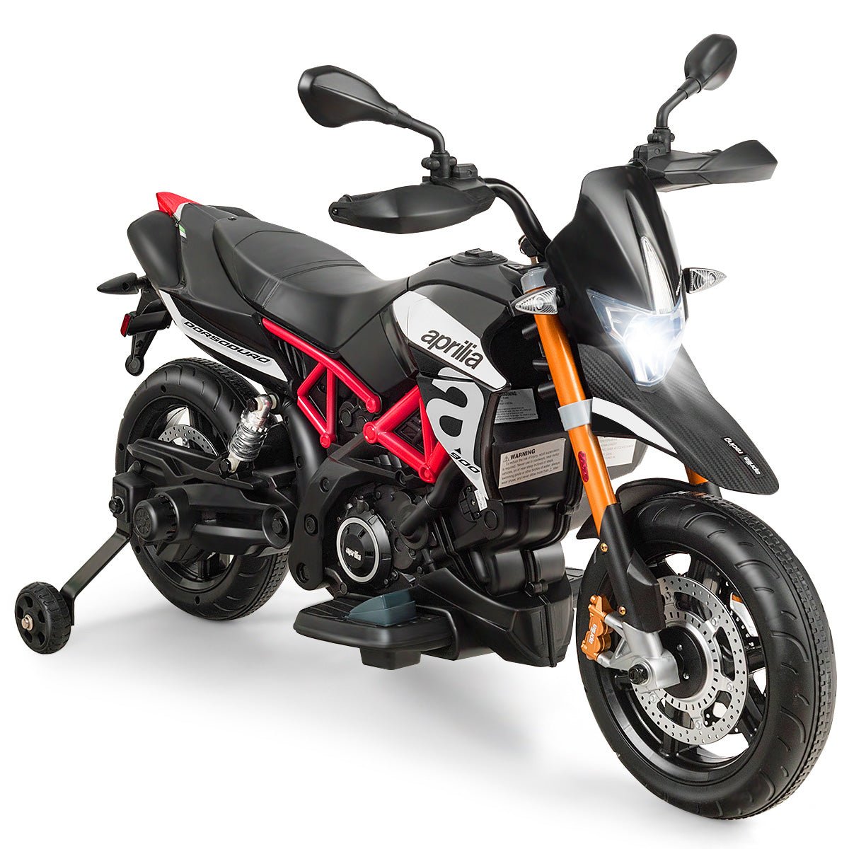 Kids Ride on Motorcycle 12V Battery Powered with Music & LED Light-Black