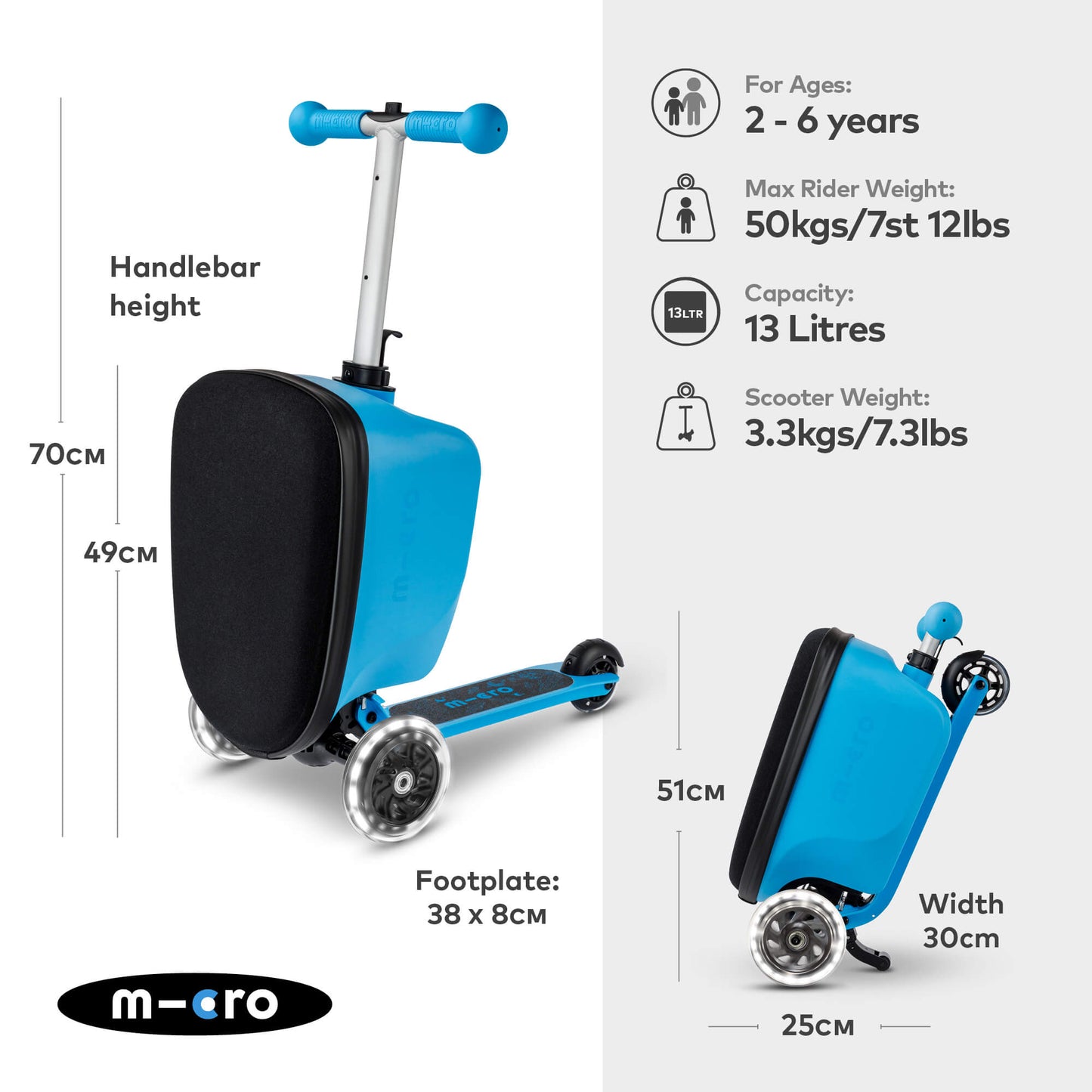 Micro Scooter - Mini Micro LED Patch & Play Luggage