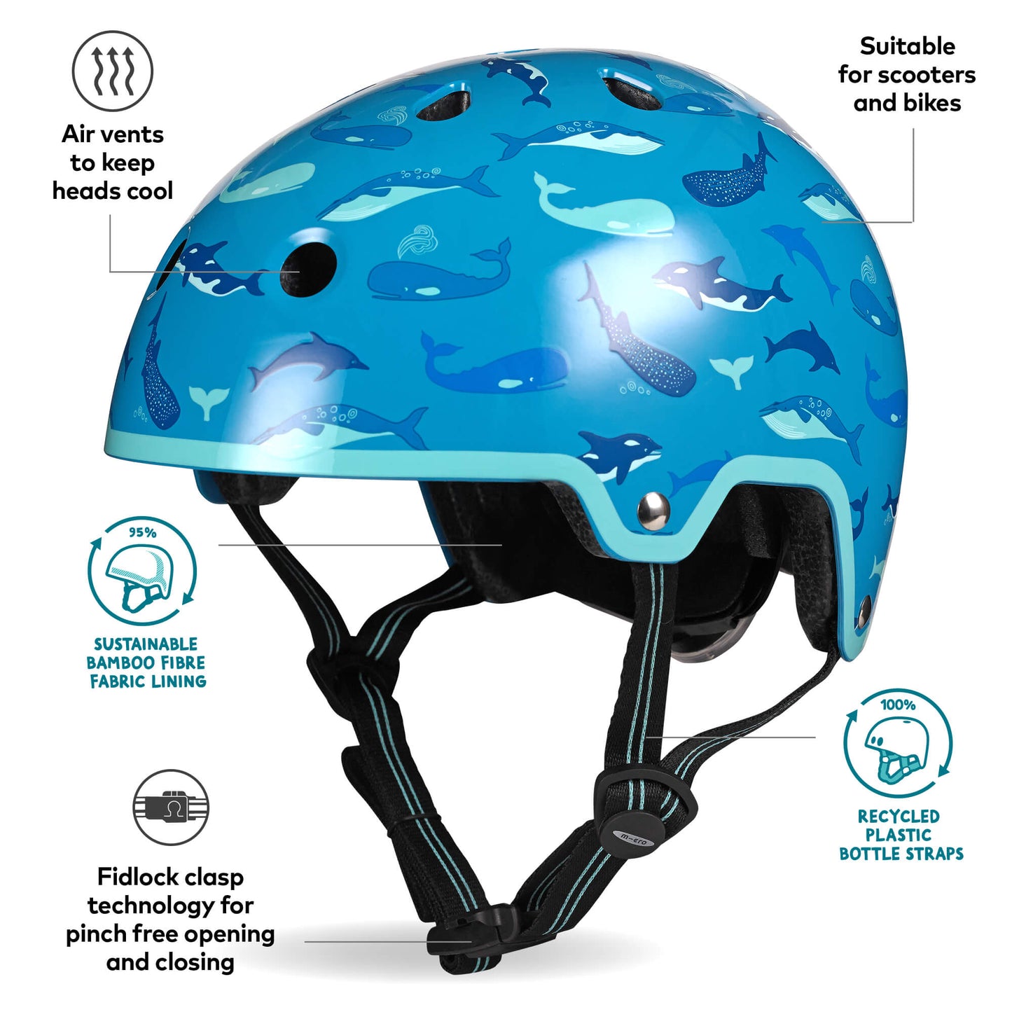 Micro Scooter Kids Helmet Deluxe Patterned Size Small 51-54cm
