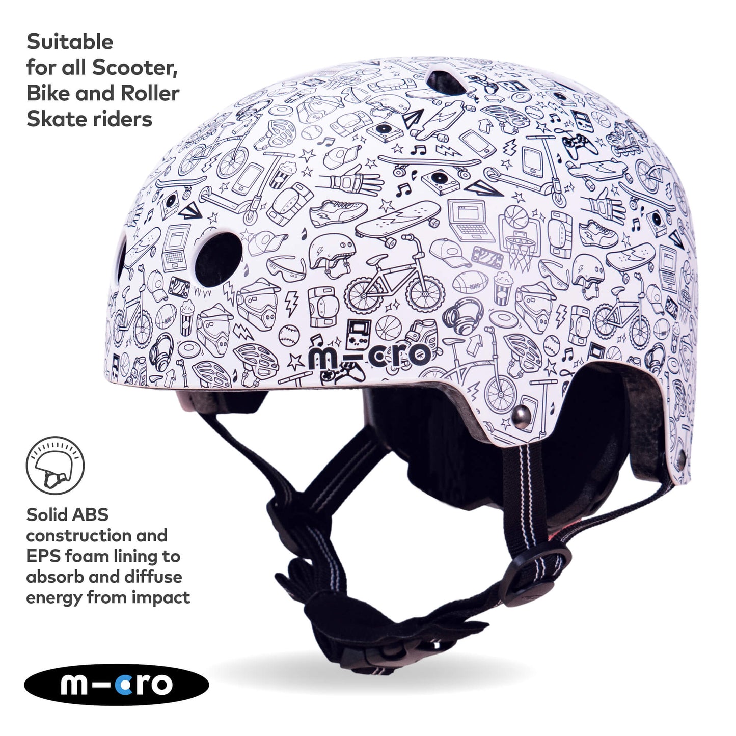 Micro Scooter Deluxe Patterned Kids Helmet