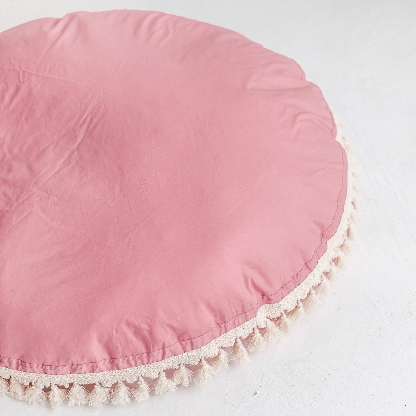 MINICAMP Large Floor Cushion with Tassels in Rose