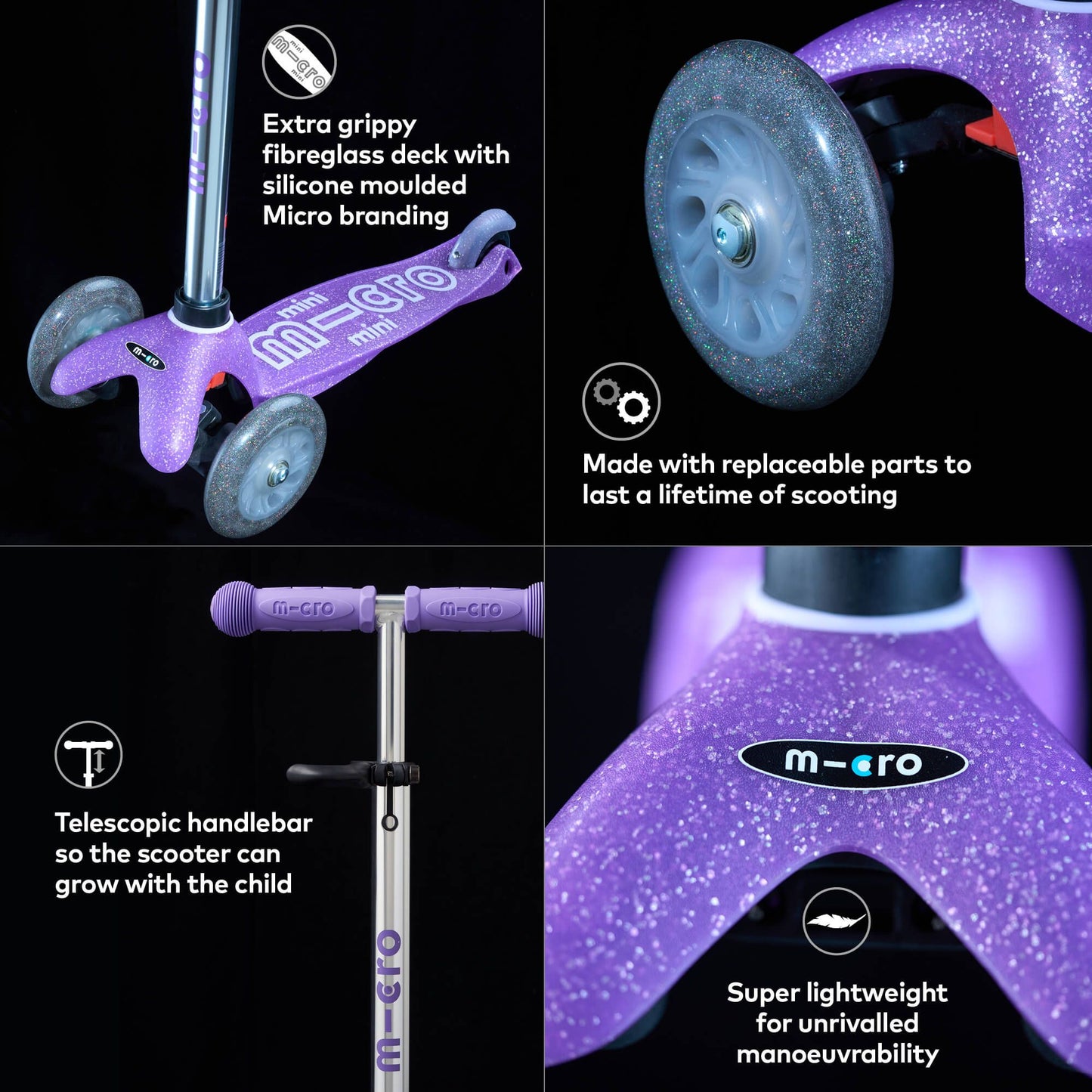 Micro Scooter Mini Glitter - Purple