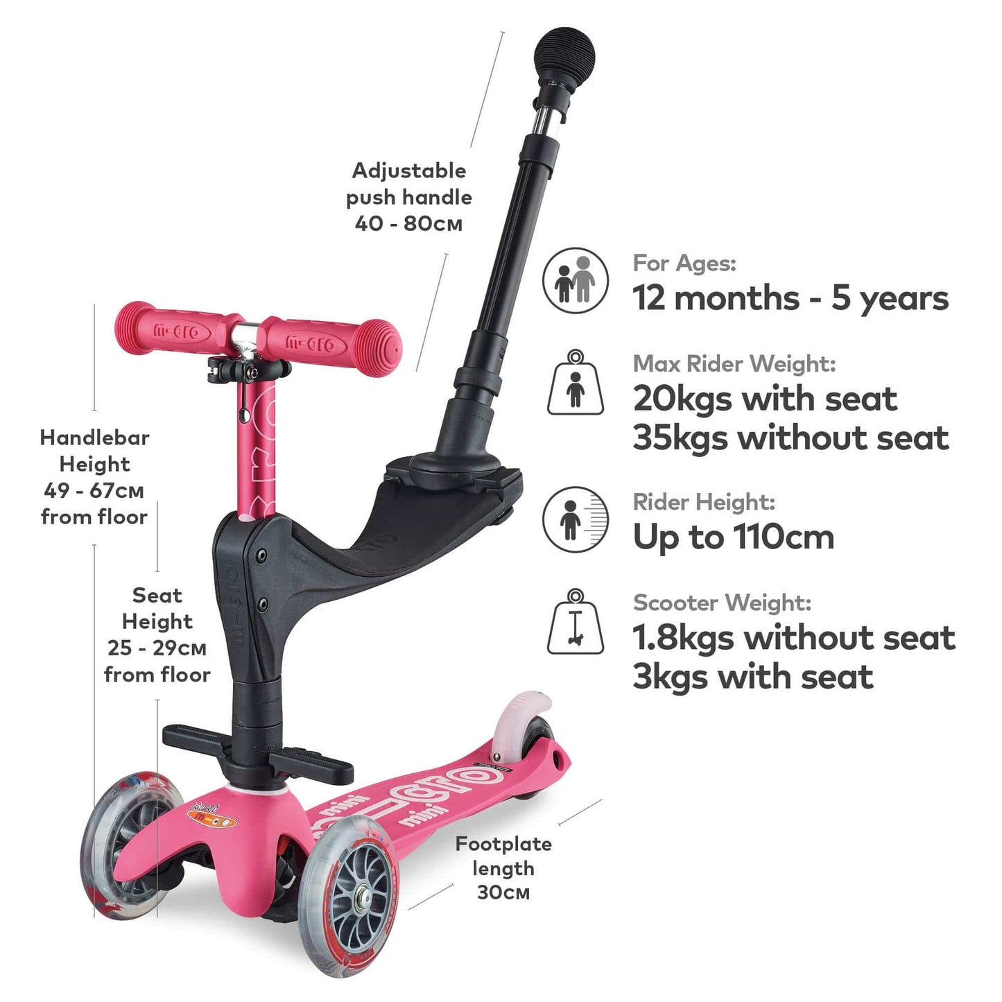 Micro Scooter Mini 3-in-1 Deluxe - Choose Your Colour