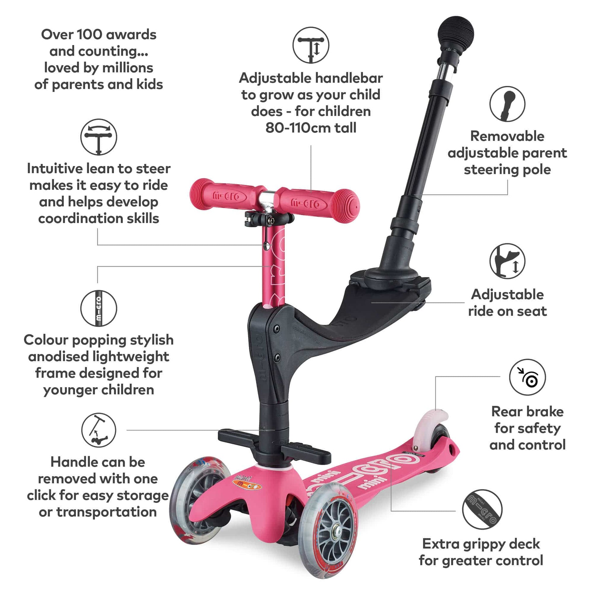 Micro Scooter Mini 3-in-1 Deluxe - Choose Your Colour - The Online Toy Shop1