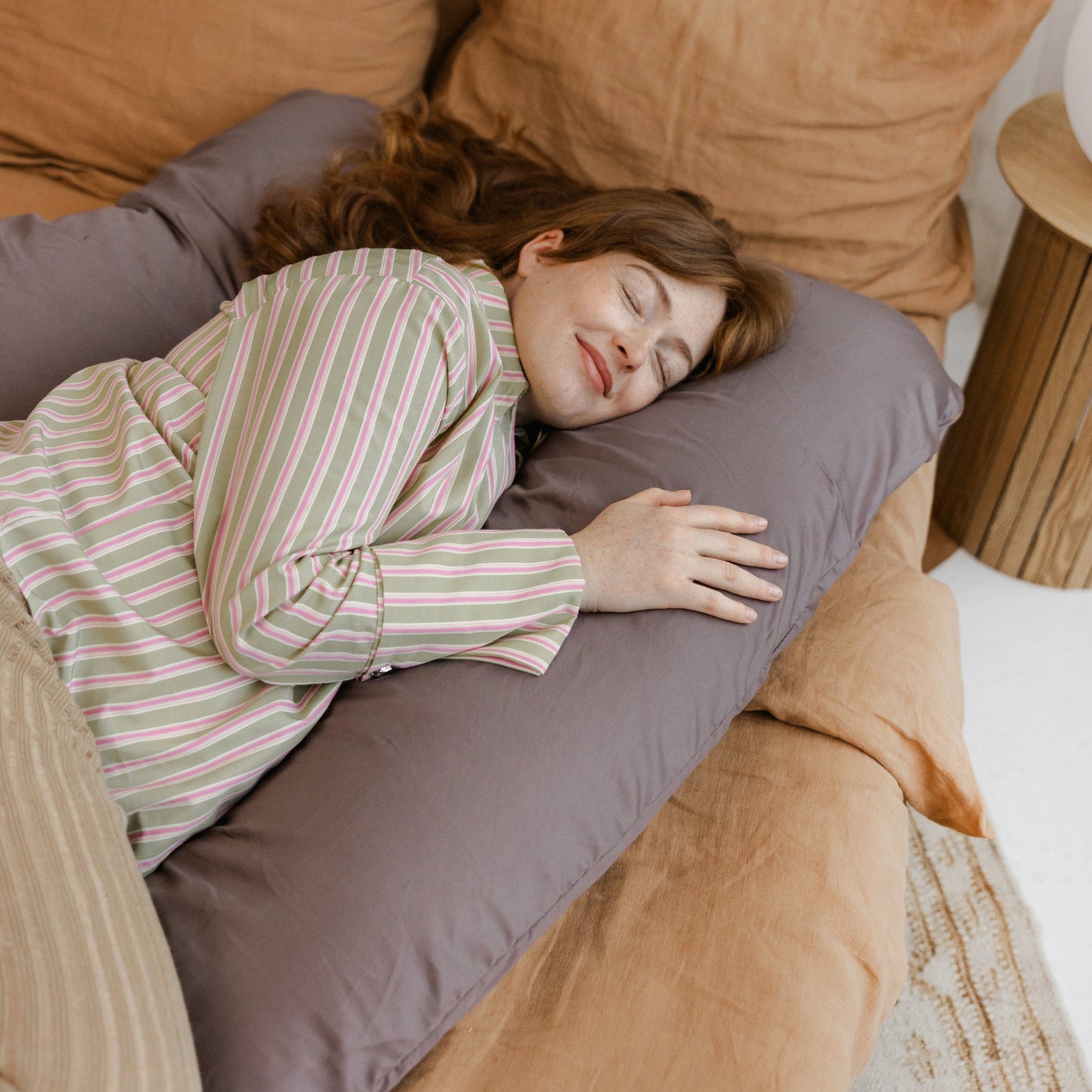 MINICAMP U-Shaped Comfort Pillow with Natural Sateen Cotton Cover in Cacao | Kapok or PES Filling