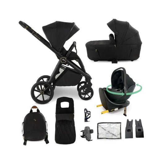 My Babiie MB450 Luxe 3-in-1 Travel System with Rotating Car Seat,Base & Toddler Seat - Black