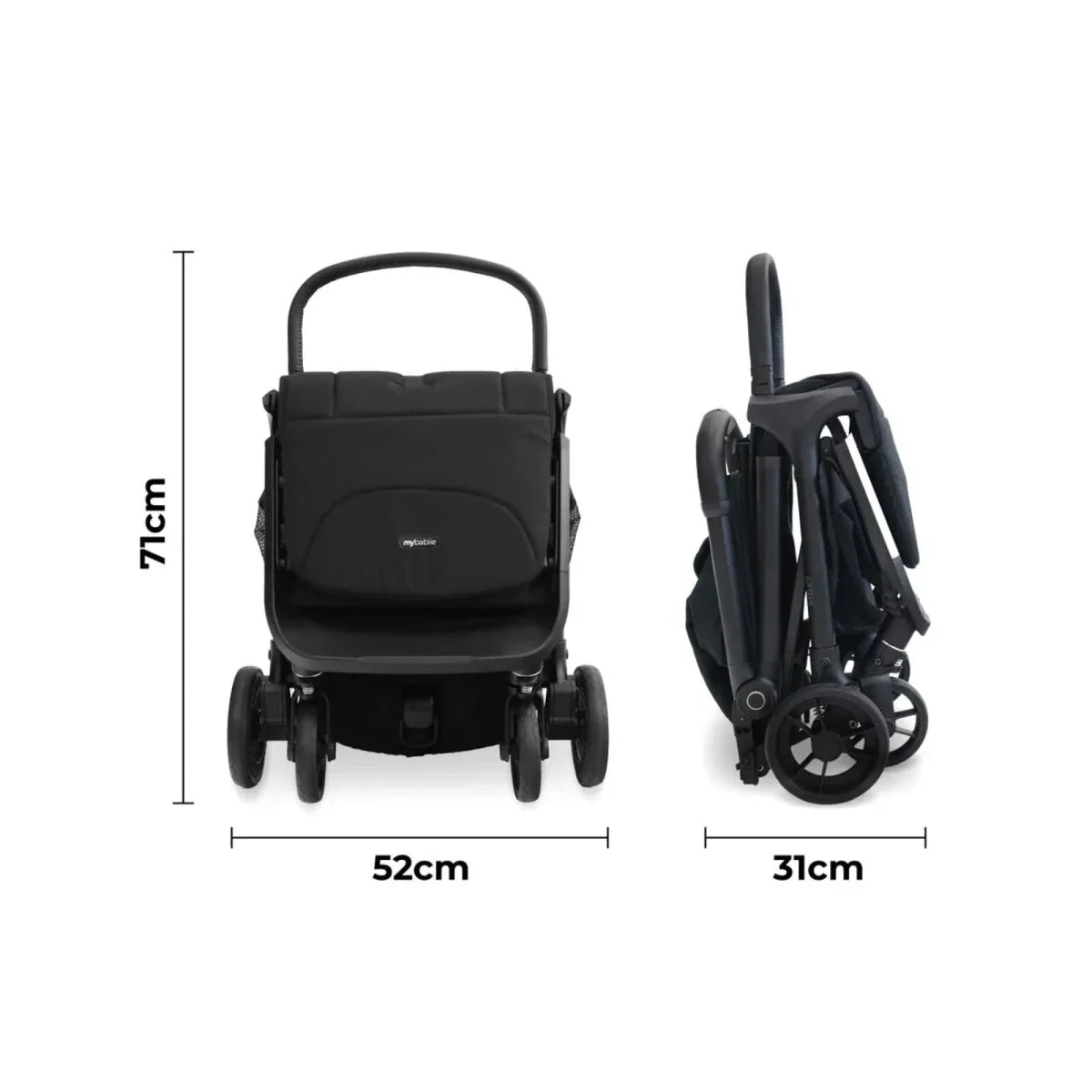 My Babiie MBX7 Auto-Fold Compact Stroller - Black