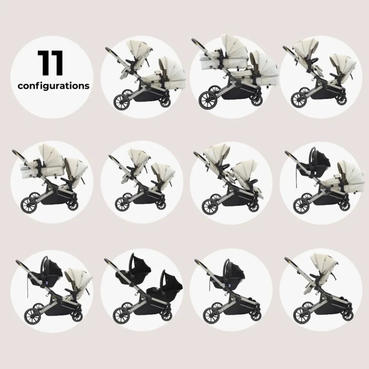 My Babiie MB33 Twin Travel System - Ivory