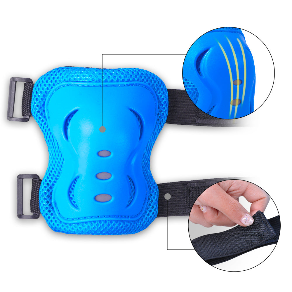 BOLDCUBE Bright Blue - Kids Protective Gear for Elbows, Knees & Wrists