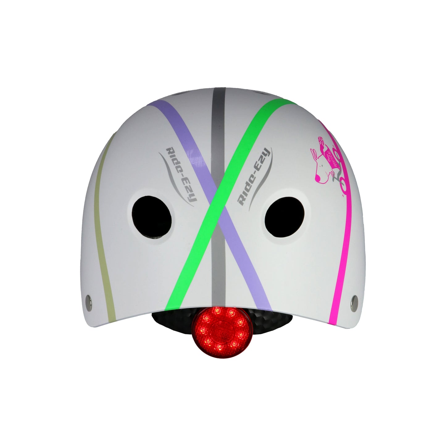 Ride-Ezy Hector 54-57cms Kids Helmet - White rear with safety light