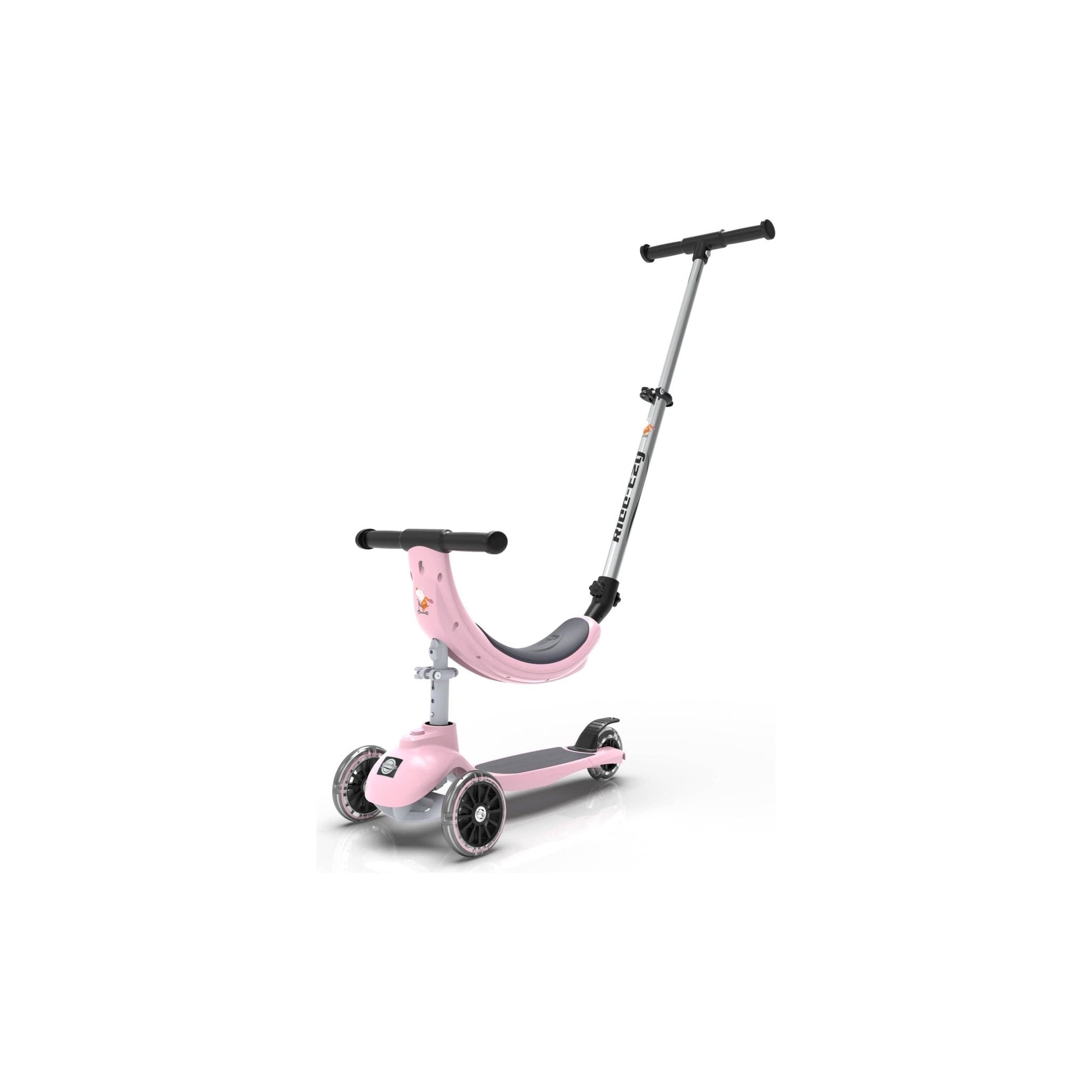 Ride-Ezy Kick & Go Scooter - BlossomRide-Ezy Kick & Go Scooter - Blossom stage 1 front left with adult safety handle