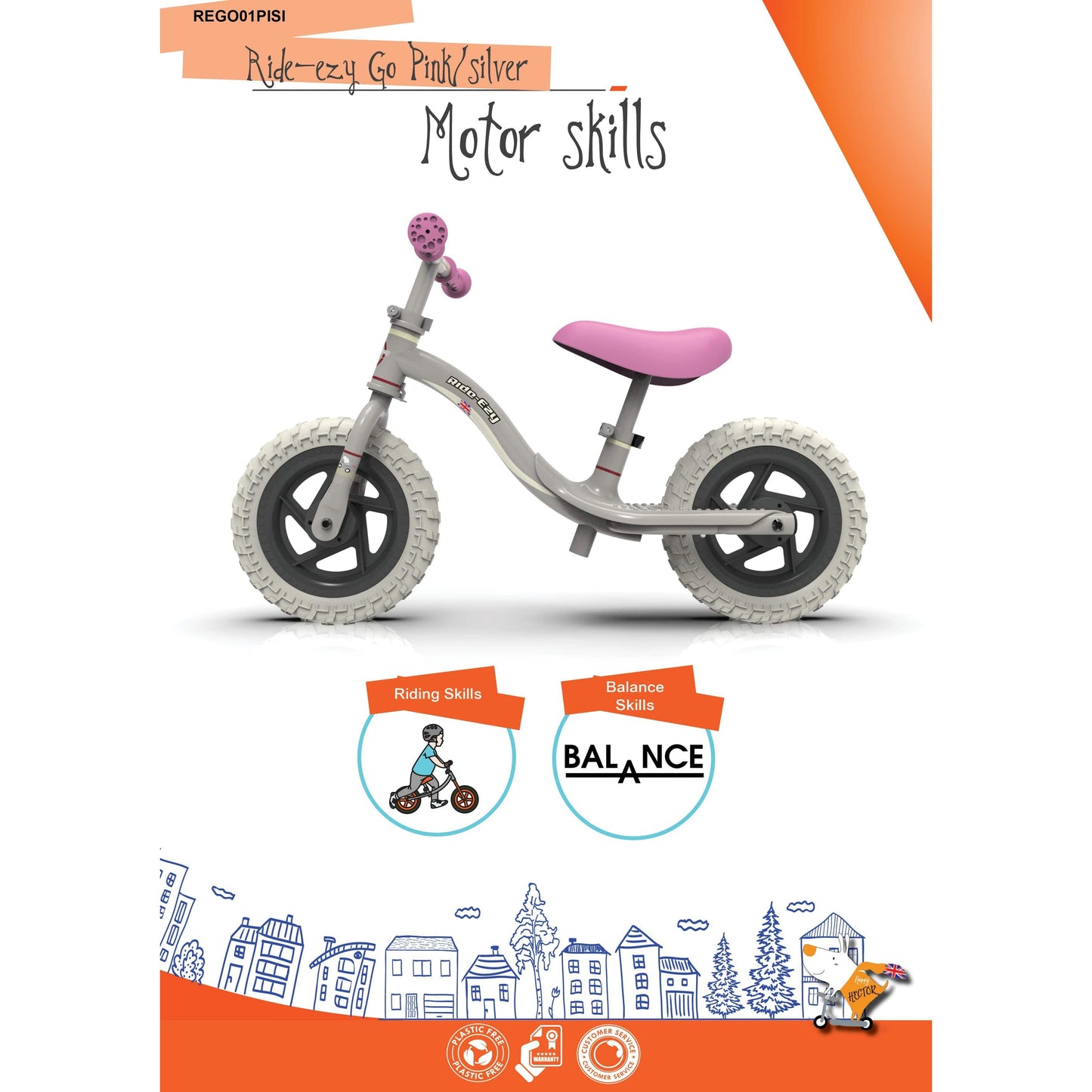 Ride-Ezy Go Balance Bike - Pink & Silver motor skills development information