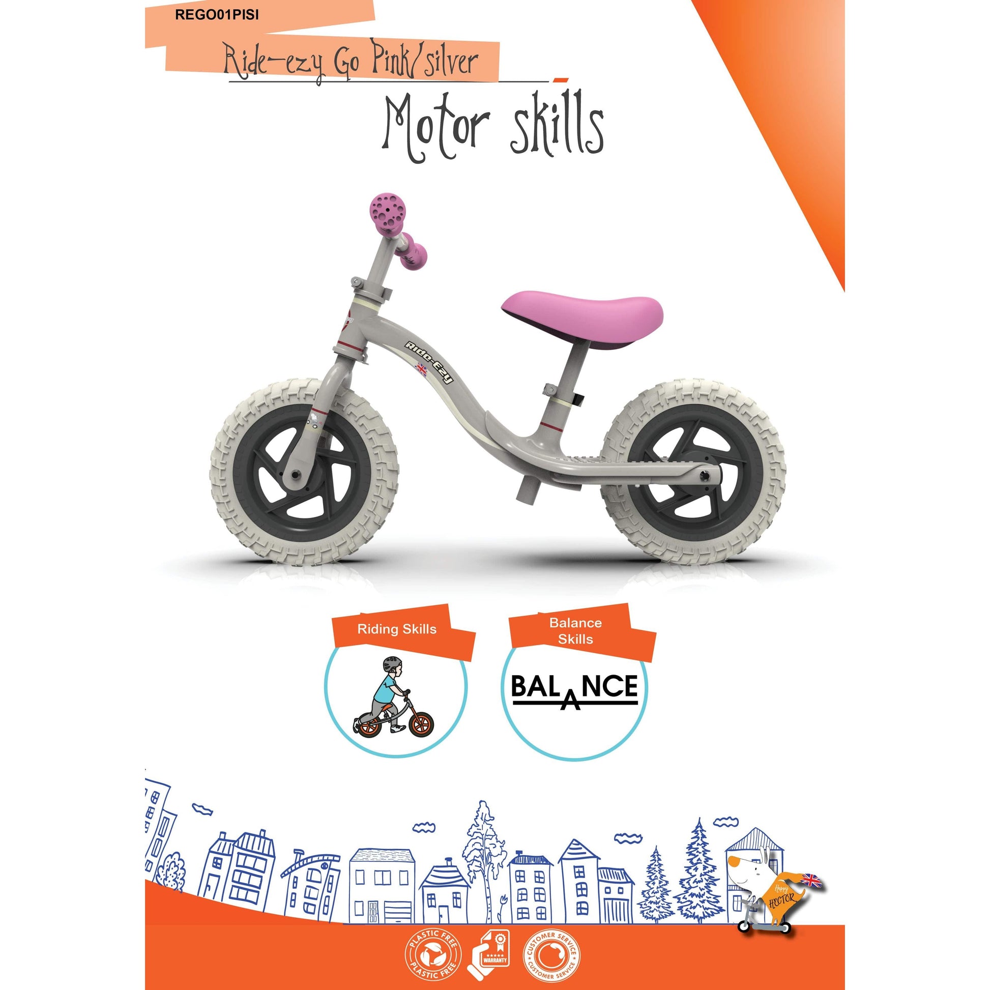Ride-Ezy Go Balance Bike - Pink & Silver motor skills development information