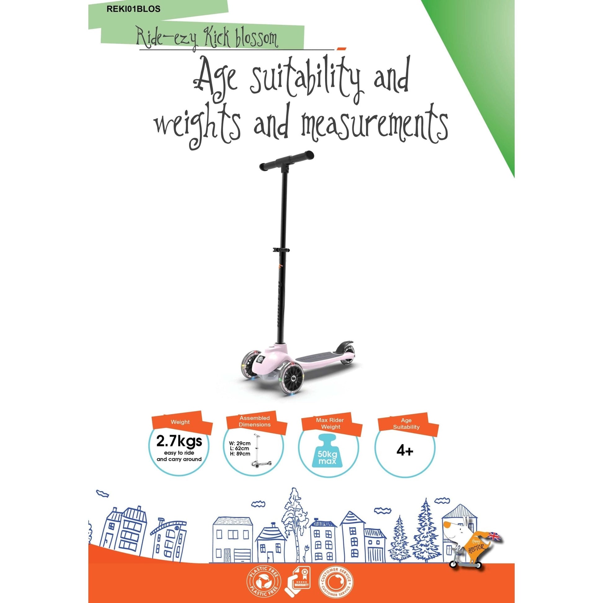 Ride-Ezy Kick Scooter - Blossom age and weight suitability