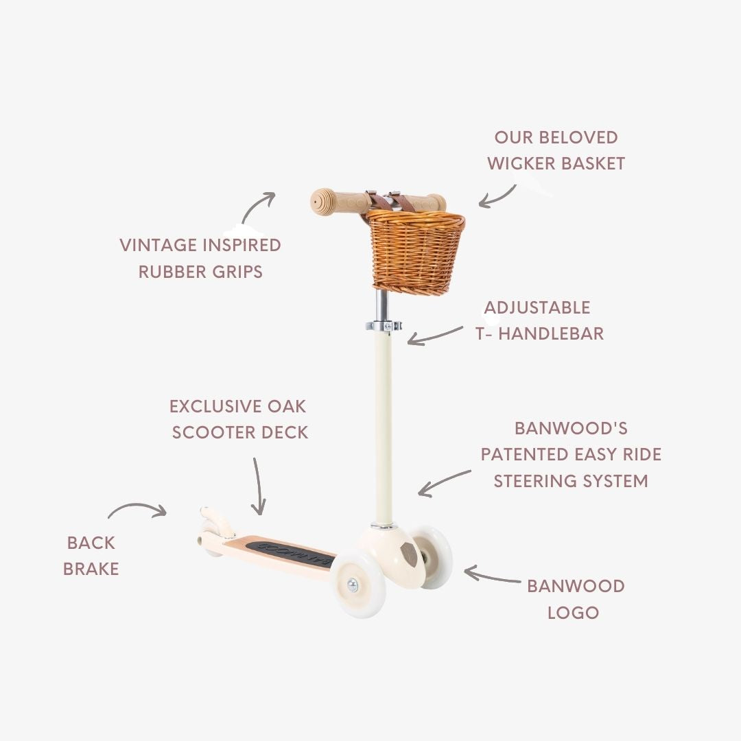 BANWOOD 3-WHEEL SCOOTER VINTAGE - CREAM