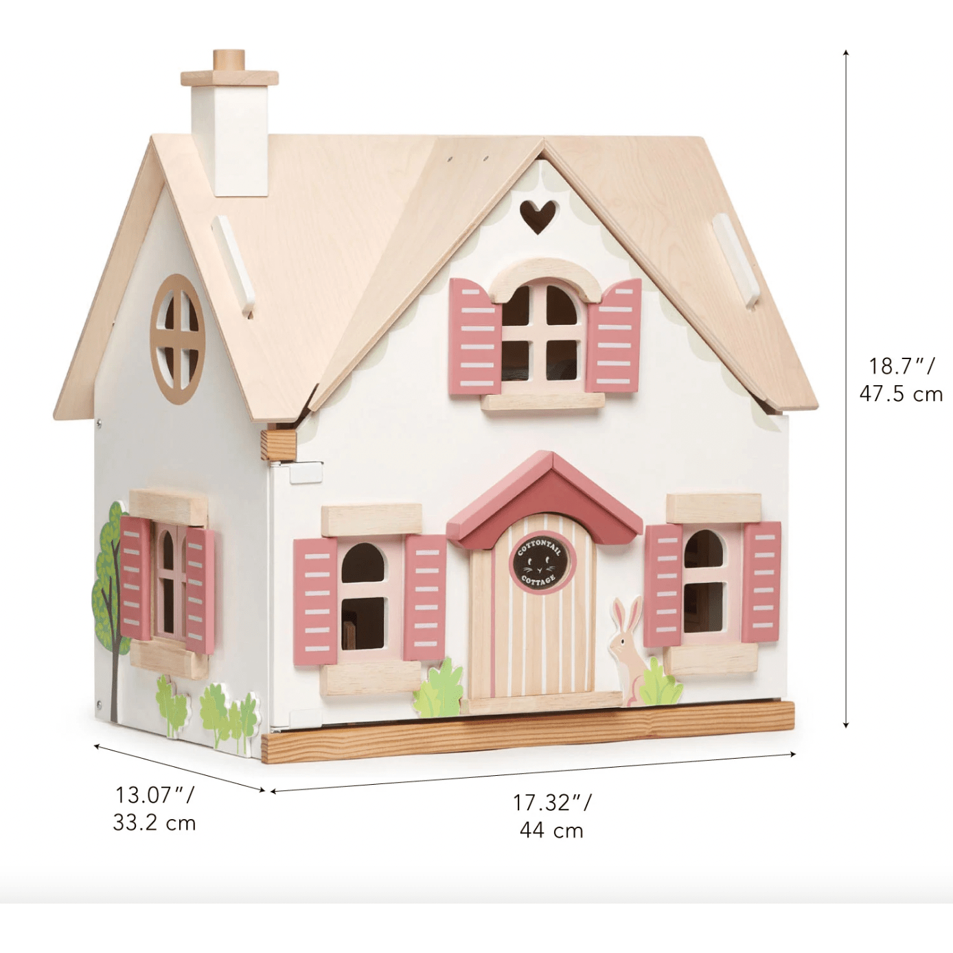 Tender Leaf Cottontail Cottage + Furniture Wooden Doll House dimensions