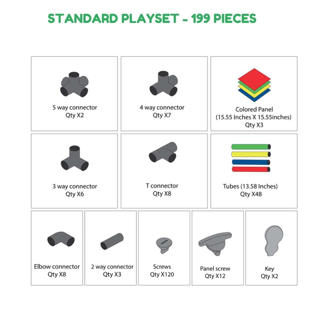 Funphix Standard Climbing Frame Kit- 199 Piece Motor Skills Development Toys for Creative Play