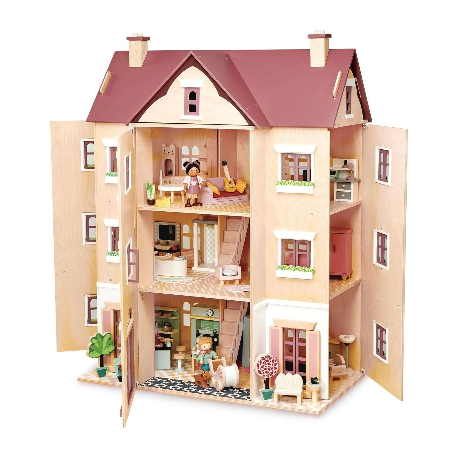 Tender Leaf Fantail Hall Deluxe Wooden Dolls House opened