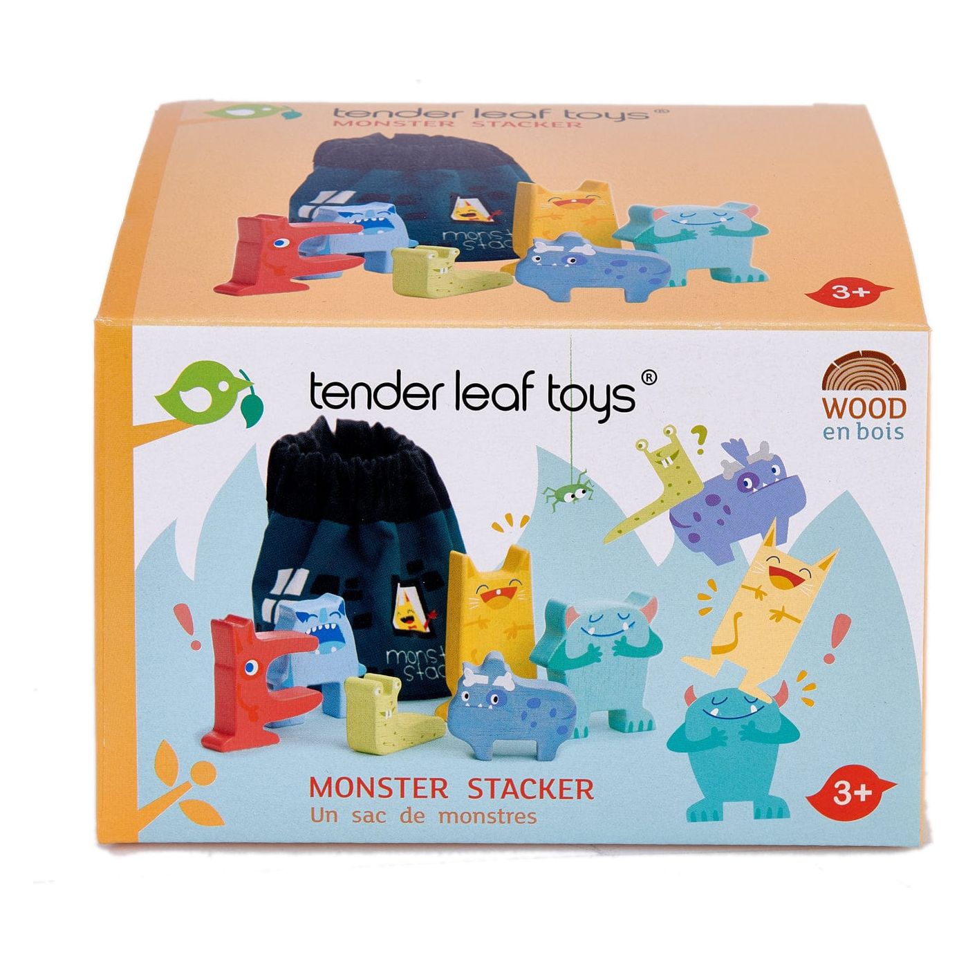 Tender Leaf Monster Stacker Wooden Stacking Toy box