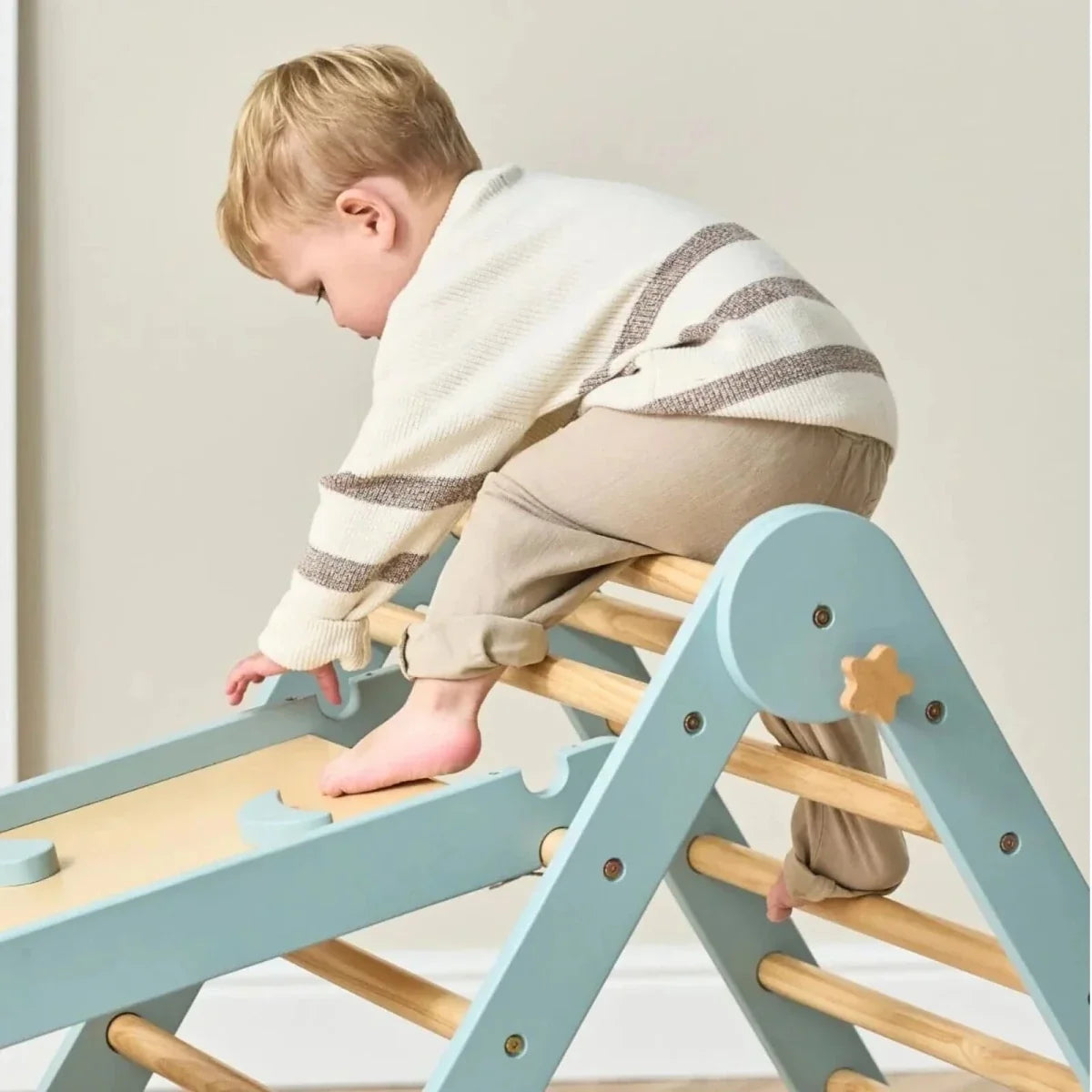 Tutti Bambini Scala Montessori 3-in-1 Pikler Climbing Frame with Climbing Wall - Ocean Stone