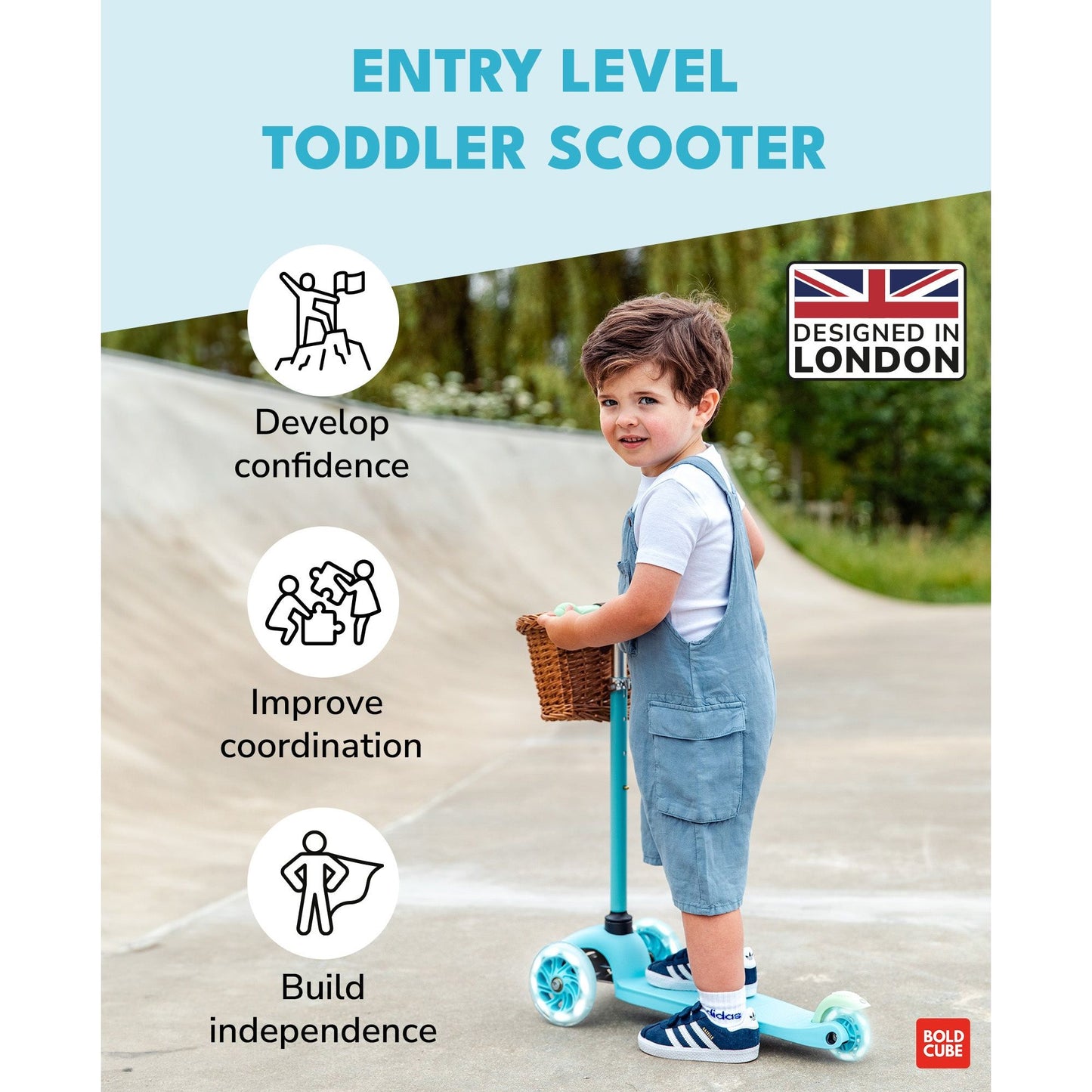 BOLDCUBE Blue & Green - Teeny 3 Wheel Scooter