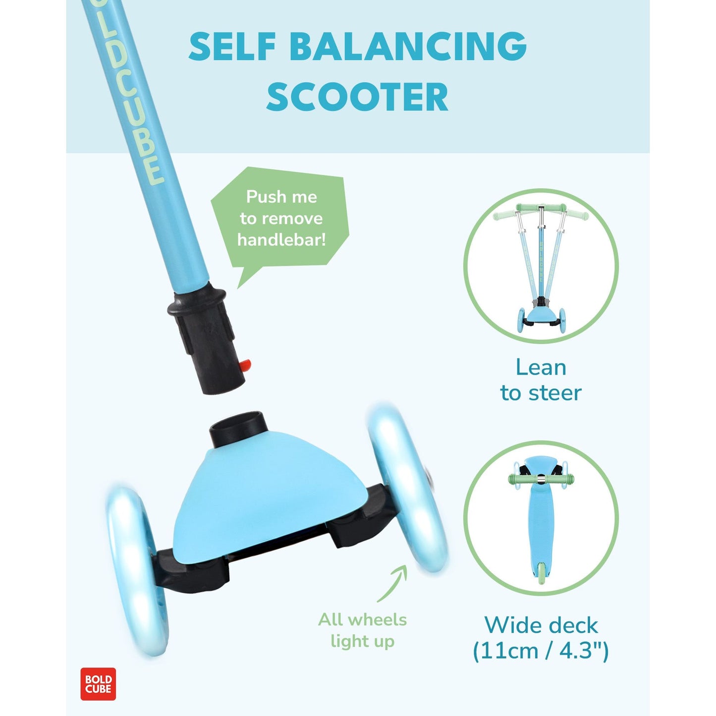 BOLDCUBE Blue & Green - Teeny 3 Wheel Scooter