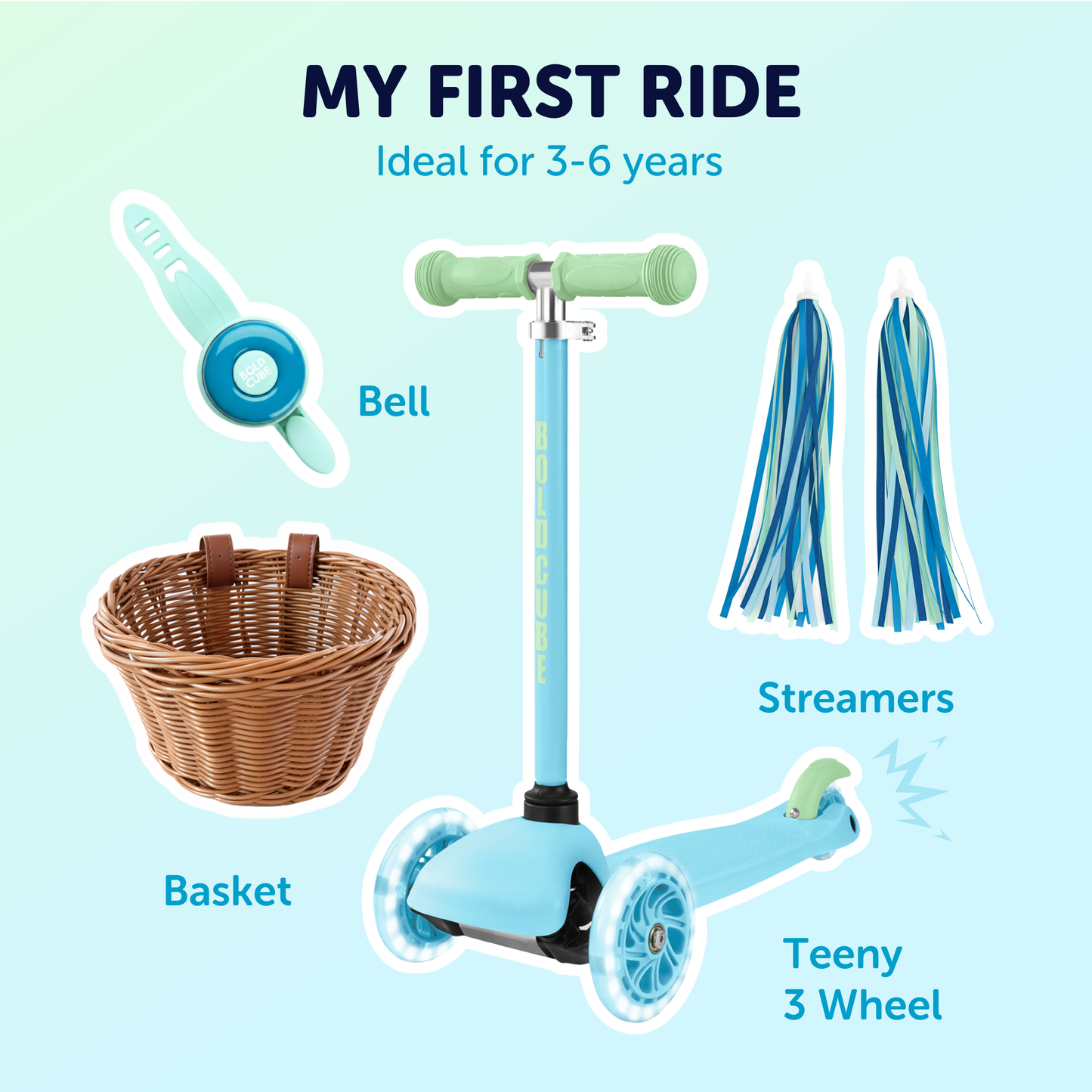 BOLDCUBE My First Ride Gift Set - Blue Pastel Teeny