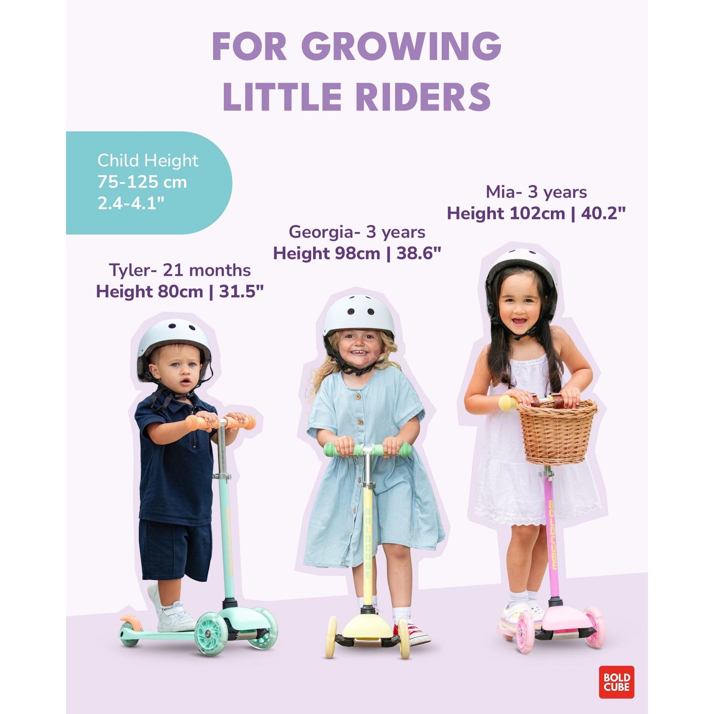 BOLDCUBE Lilac - Teeny 3 Wheel Scooter