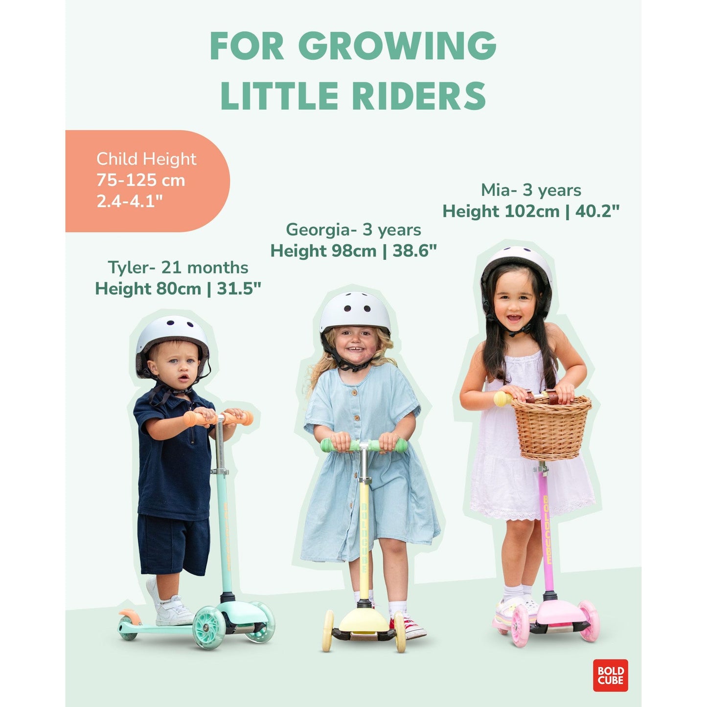 BOLDCUBE Mint - Teeny 3 Wheel Scooter