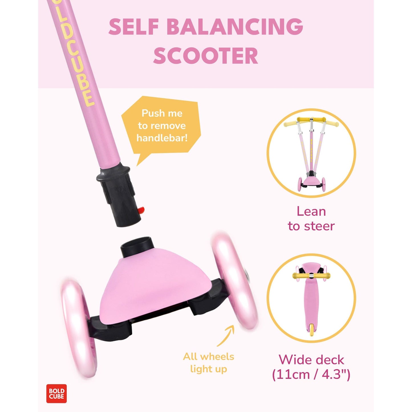 BOLDCUBE Pink & Yellow - Teeny 3 Wheel Scooter