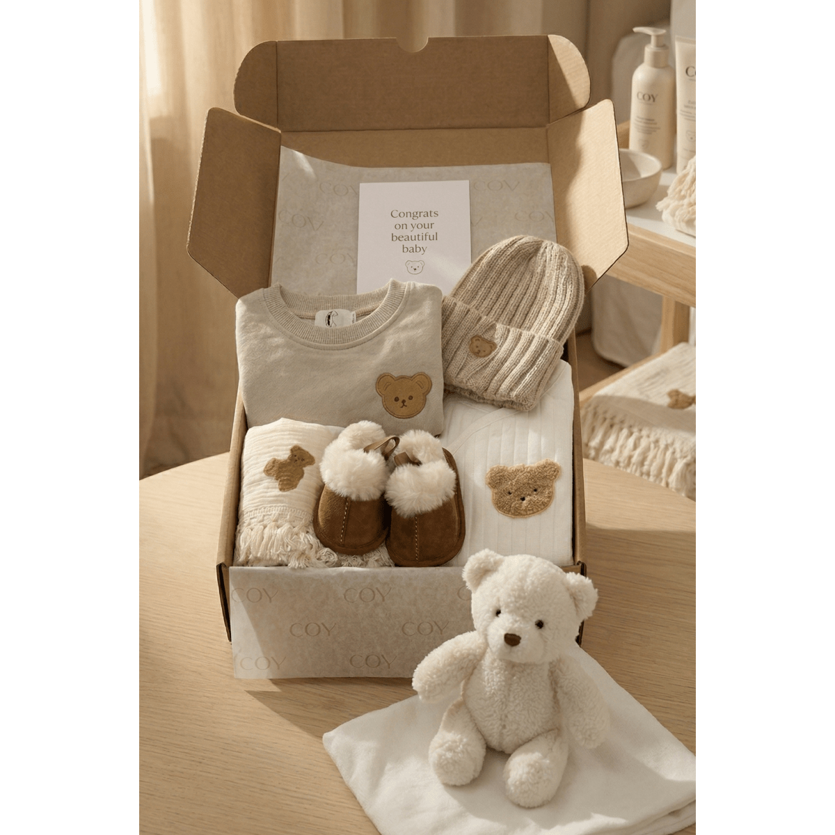 The VIP Cozy Boucle Baby Bear Personalised Gift Box