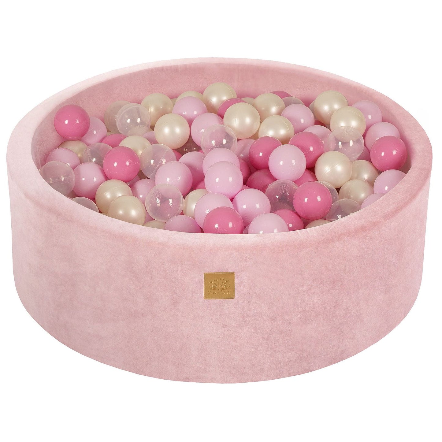 Velvet Round Foam Ball Pit with 200 Balls - Pale Pink