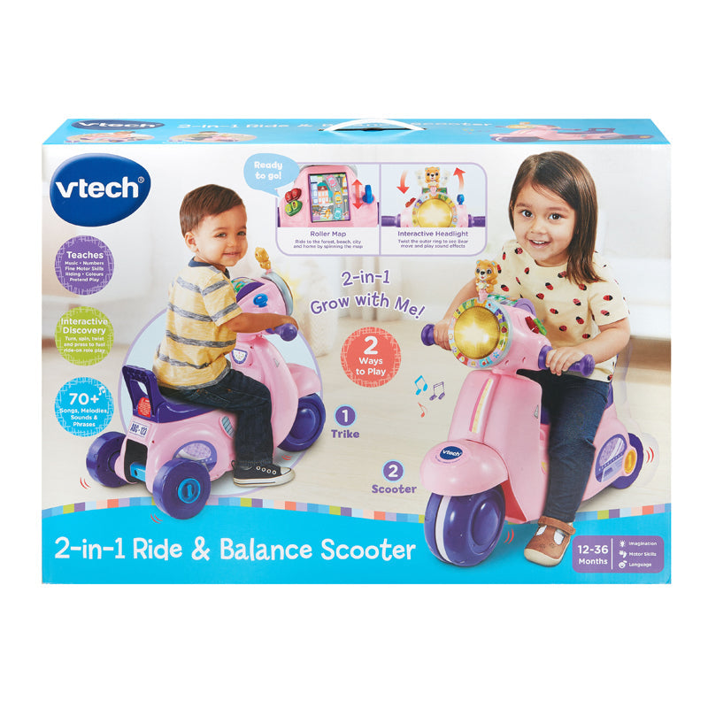 VTech 2-in-1 Ride & Balance Scooter pink