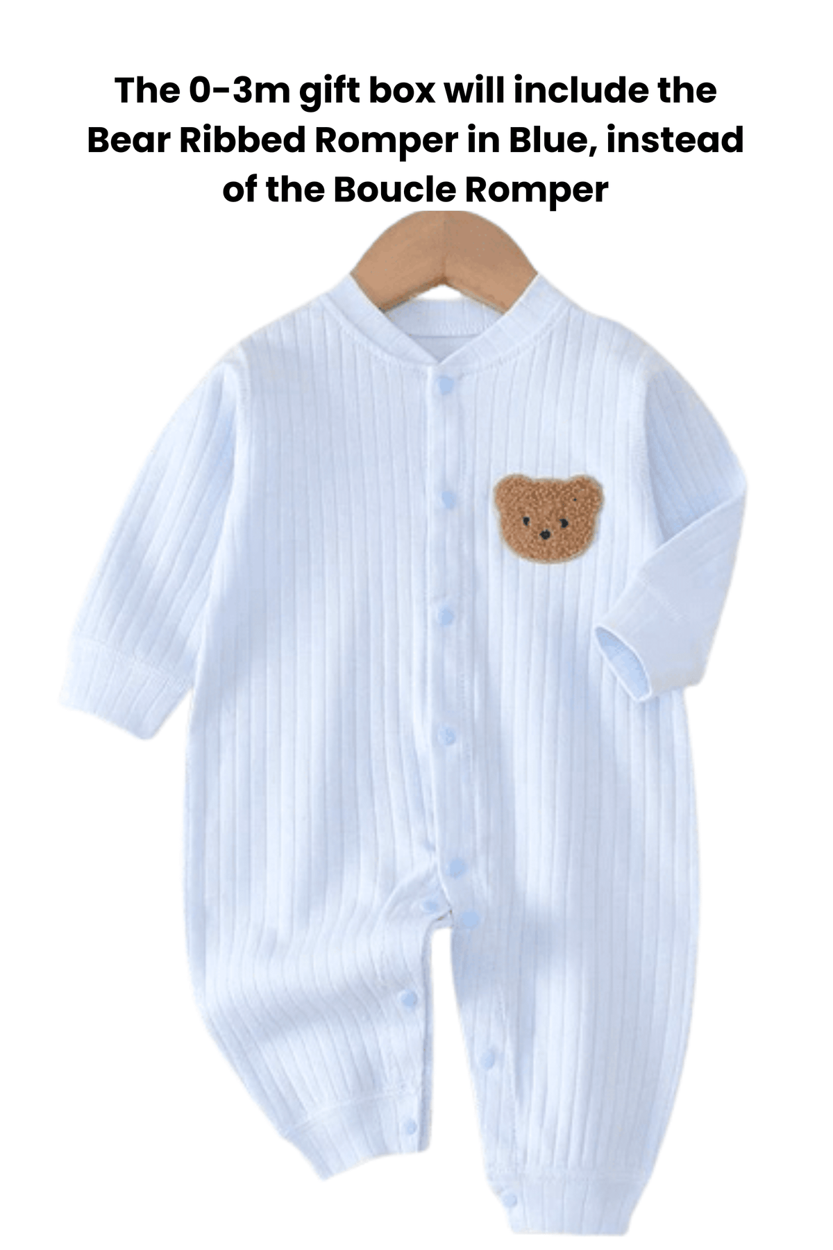 The Cozy Blue Boucle Baby Bear & Blue Rainbow Personalised Gift Box