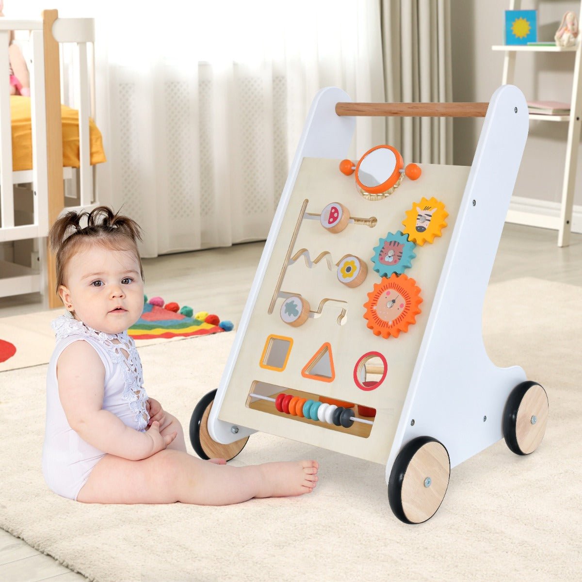 Push and Pull Learning Activity Walker with Shape Sorter-White - The Online Toy Shop - Costway - 2