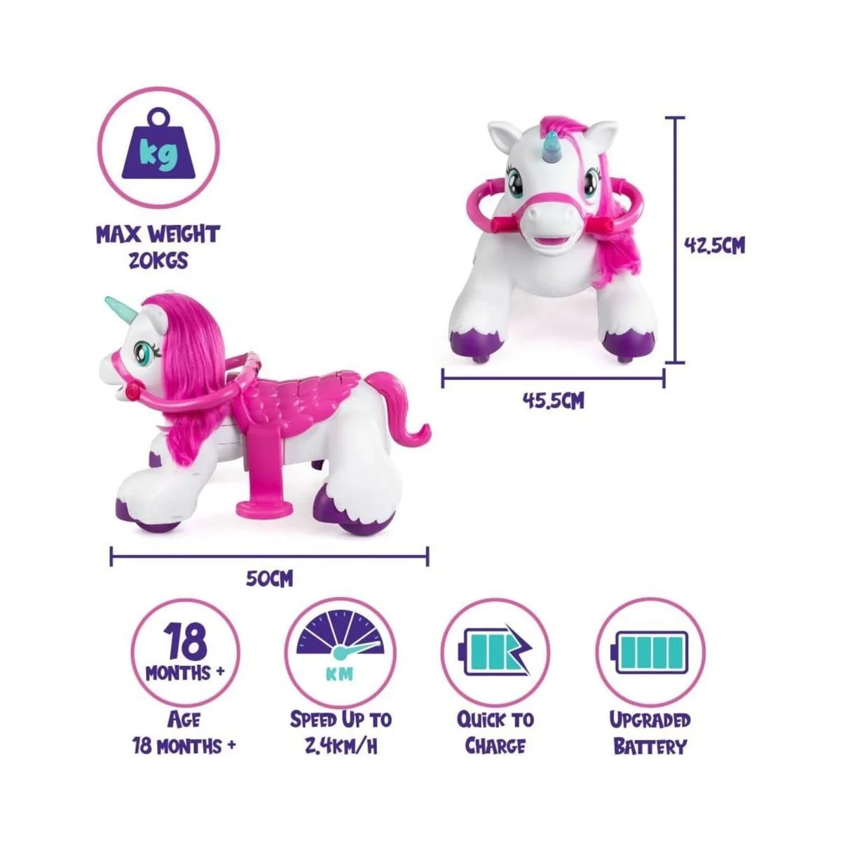 Xootz Magical Unicorn 6V Electric Ride On - White