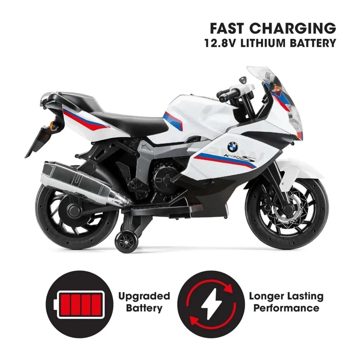 Xootz BMW 12.8V Electric Motorbike Ride On with Lithium Battery - White