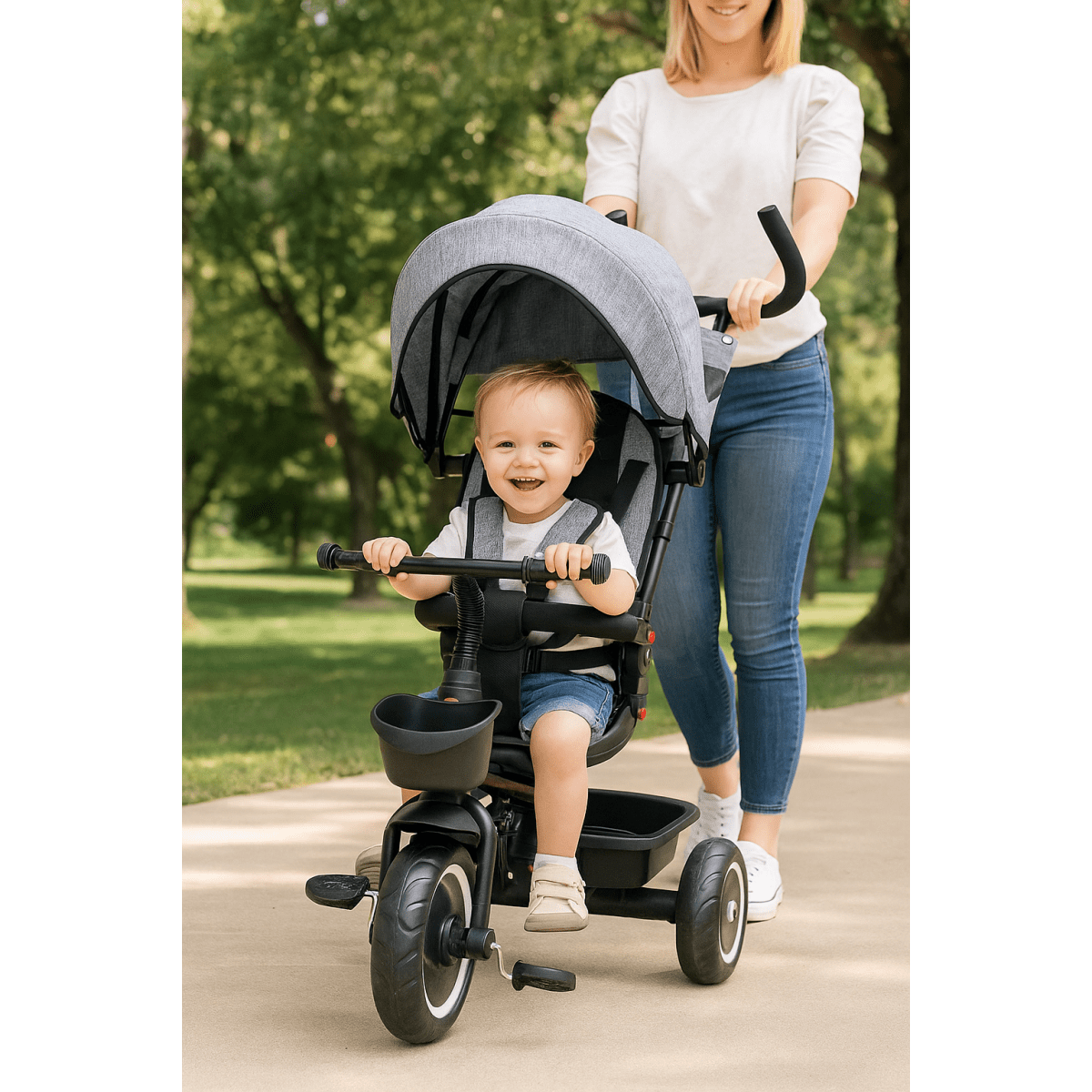 Foryourlittleone 6 in 1 Trike V3 - Grey (9 months - 5 years)