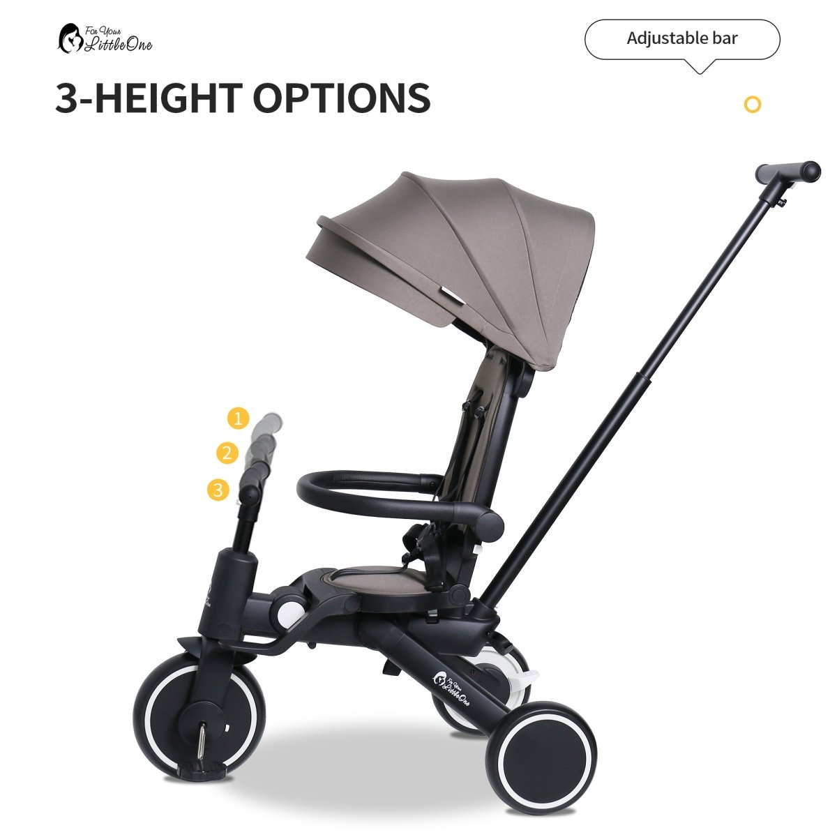 Foryourlittleone Xplor Plus 6 in 1 Foldable Trike - Jet Black (10m-4y)